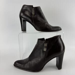 Cinzia Baldassarri Women's Dark Brown Leather Ankle Bootie Sz 38 Italy 7 US